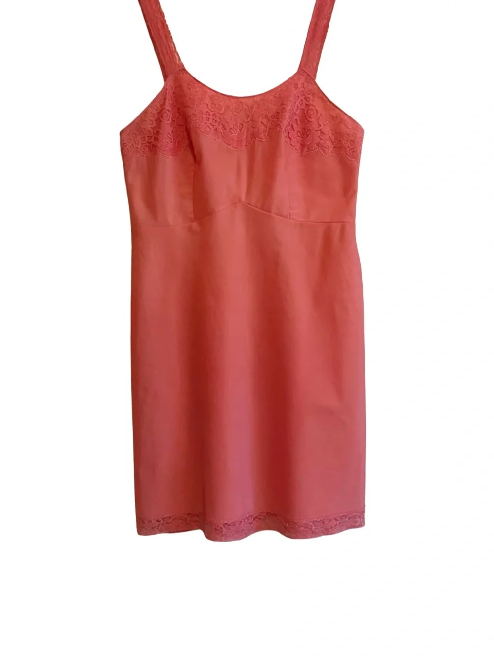 Vintage | Coral Pink Lace Trimmed Pin Up Slip - Picture 2 of 13